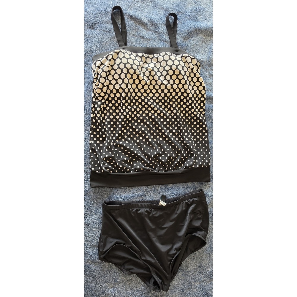 Maxine of Hollywood Swimsuit Set 18W Black White Polka Dot Bikini Two Piece